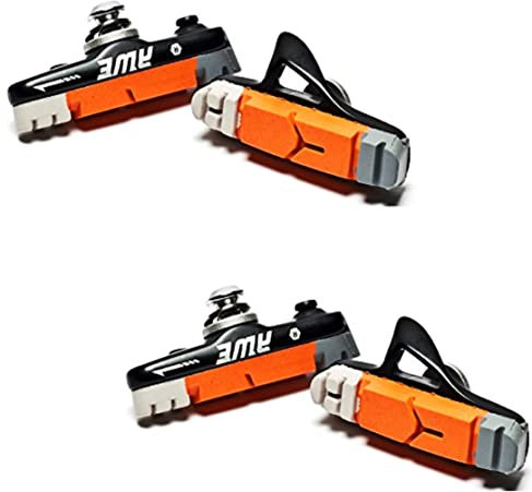 AWE X 2 Pairs 55mm Black Cassette Road Brake Pads Grey/Orange/White