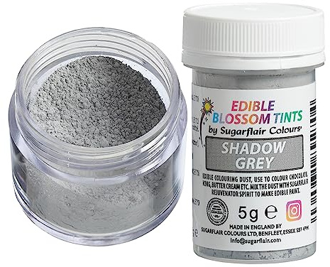 Sugarflair Blossom Tint Dust Lebensmittelfarbe Pulver, Shadow Grey, 5 g | Essbares Farbpulver für das Betonen von Details auf Blüten aus Fondant oder Marzipan, Natürliches und Realistisches Ergebnis