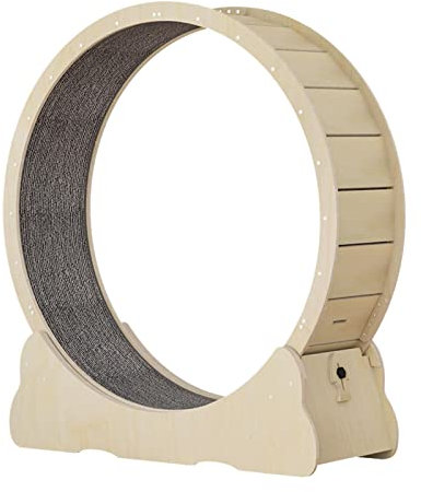 Katzenlaufrad Laufband Holz Klettern Indoor Spielzeug geräuschlos Roller Trainingsrad für Workout Haustierbedarf, Beige, XL/218 (Farbe: Beige, Größe: L)