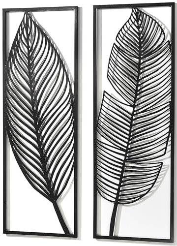 Kobolo Wandbild Wanddeko Metallbild - FEATHER - Metall - zweiteilig - schwarz - Feder - XXL