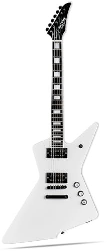 WestCreek Revenge Solid Body Electric Guitar, Heavy Metal Guitar, Right Handed, Heavy Metal Pickups, Rounded End Jumbo Frets, Bone nut, Rosewood Fretboard, Mahogany Body (White)…