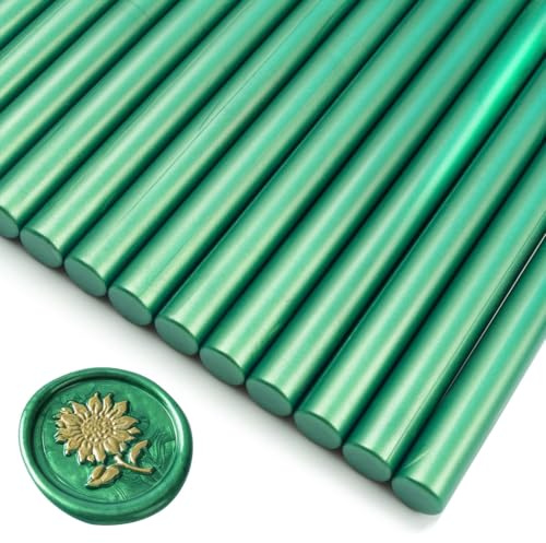 Zifospy 26-teilige 7mm Mini Siegelwachs Sticks für Klebepistolen – Elegante Versiegelung für Hochzeitseinladungen, Grußkarten, Weinflaschen & DIY-Bastelprojekte(Kieferngrün）