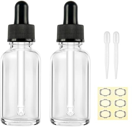 Apstaqeoo 2 st 50 ml droppflaskor i glas – tom flaska med pipett påfyllningsbara provflaskor tinktur droppflaska svart lock för eterisk olja aromaterapi parfym laboratorium