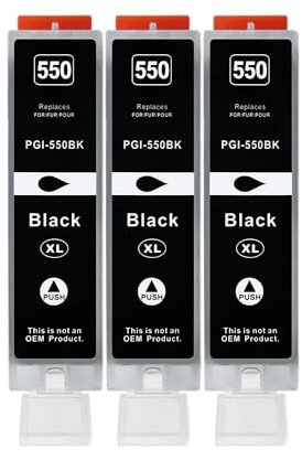 3 XXL Druckerpatronen kompatibel zu PGI-550 BK Schwarz für Canon PIXMA IP7250 IP8750 MG5450 MG5550 MG5650 MG6350 MG6450 MG6650 MG7150 MG7550 MX725 MX925 IX6850
