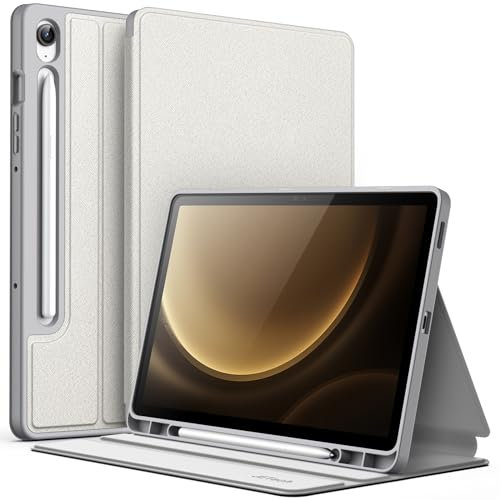 JETech Hülle für Samsung Galaxy Tab S10 Lite / S10 FE / S9 FE 10,9 Zoll mit S Pen Halter, Schlank Folio Ständer Tablet Schutzhülle, Multi-Winkel Ansehen (Silver)