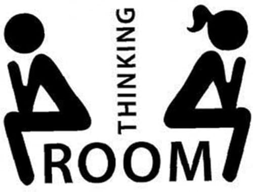 Black Funny Toilet Decals Wall Decor, Removable Thinking Room Ladies Gents Stickers Mural for Washroom Bathroom Wc Sign Home DecorationDeft Processed Toilet Accessories