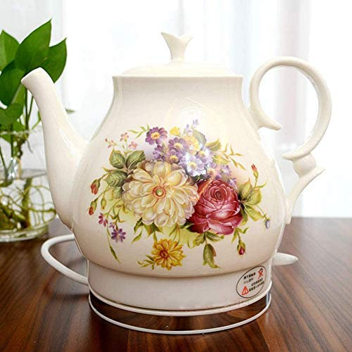 Bollitore elettrico in ceramica senza fili, teiera, brocca retrò da 1,8 litri, acqua veloce per tè, caffè, zuppa, base rimovibile per farina d'avena, protezione contro l'ebollizione a secco 1000 W/
