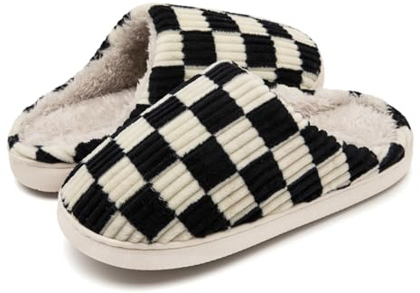 Guyarns Zapatillas casa Mujer Hombre,Pantuflas Mujer Invierno de Memoria viscoelástica a Cuadros con Suela Antideslizante Dormitorio para Interior Exterior