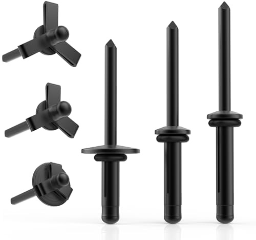 ZIUZI 60 remaches de tres pliegues, remaches ciegos de aluminio de triple agarre con juntas tóricas impermeables para industrias, automóviles, kayak, veleros y muebles, 3 tamaños (3/16 x 5/8 pulgadas,