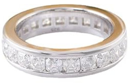 Wedding Ring, Verlobungsring Damen Weißgold 9K Größe 53 (16.9) Moissanit Quadratschliff Weiß Npassbar Für Jahrestag