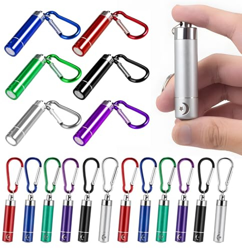 12 Piezas Linterna Mini Niños,Mini Linterna Led,Mini Linterna Llavero LED,Linterna LED con Llavero, para Camping, Exterior, Senderismo (6 Colores)
