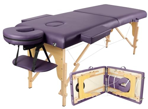 Higliocas Mesa de masaje portátil para pestañas, cama de masaje plegable de madera de 2 zonas con bolsa tejida para tatuajes, depilación con cera, spa y terapia física
