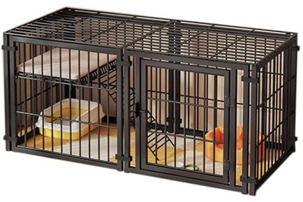 Katzengehege Indoor mit Dach Katzenkäfig Aus Kohlenstoffstahl mit Regalen und Treppen Gehege für Kleintiere mit Antikollisions-Türschloss für 1–2 Katzen, Frettchen, Chinchilla, Kleine Tiere(100x50x50c