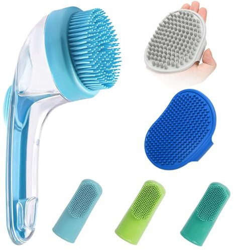 Hundepflege-Set – Hunde-Badebürsten-Set | Weicher Massagepinsel für Haustiere | Badeschrubber für kurze Haare | Pflegezubehör p