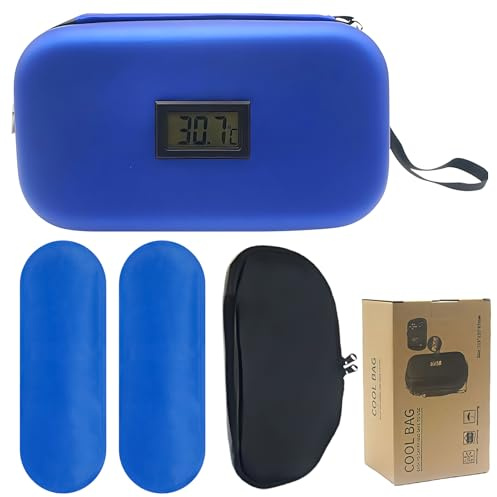 Borsa termica per insulina con 3 confezioni di ghiaccio in nylon: Borsa termica da viaggio GOEDCH per insulina, borsa per diabetici per forniture per diabetici, EpiPens, siringhe