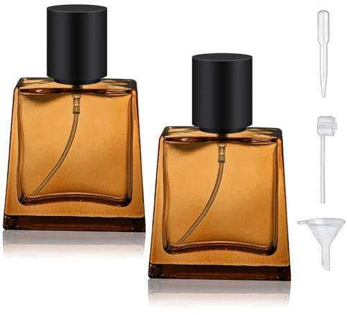 Yerpkefey 2-pack 30 ml/1 oz färgglad glassprayflaska parfym atomiserare, parfymflaskor för resor tomma söta sprayflaskor (lätt kaffe)