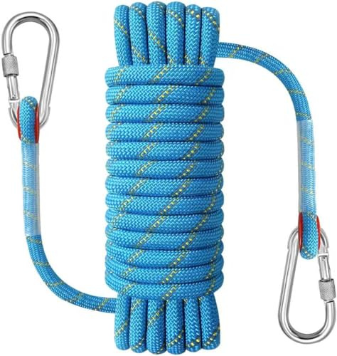 NorthPada 10mm x 20meters Boat Marine Rope for Boating, Fishing, Rafting, Camping, Hiking, Hunting, Canyoneering, Mooring, Floating, Anchor, Docking, Rescue, Knotting Practice with Hook Blue