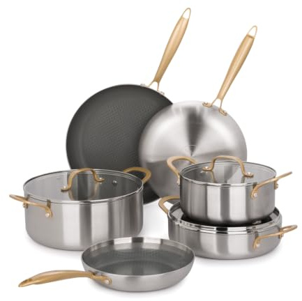 Batteria pentole 9 pezzi Tri - Ply Gold triplo strato