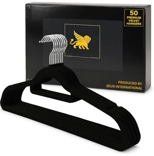 Velvet Hangers | Pack of 50 Premium Velvet Hangers for Clothes | Clothes Hanger Doubles as Coat and Tie Hanger | Perfect for a Slim Packed Wardrobe