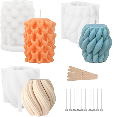 Stampi Silicone per Candele, 3 Pezzi 3D Stampi In Silicone, Stampi per Candele Fai Da Te, Spirale Palla Cera Candela Stampi di Versamento, Stampi per Gesso, Per Sapone Fatto A Mano