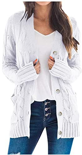 Veste Blanche Femme Chaud Sport Grosse Legere Pull Long Grande Taille Tricot Gilet Blanc Mariage Cachemire Chic Roulé Long pour Veste V Cardigan pour Femmes 3XL