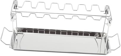 Ipetboom Grille à Rôtir Poulet en Acier Inoxydable 14 Fentes Support à Pilons Et Ailes avec Bac Récupérateur Cuisson Four Barbecue Polyvalent