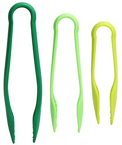 Set di pinze da da 3 pezzi in plastica PP per uso alimentare per barbecue, insalata, grigliate, fritture, piccole, medie, grandi, verde
