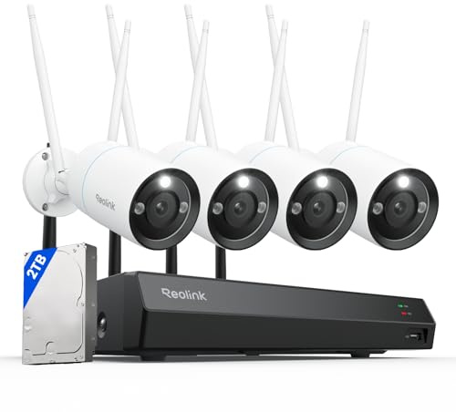 Reolink 4K Wi-FI 6 Caméra Surveillance Extérieure, Détection Personne/Véhicule/Animal, Caméra IP Filaire 2,4/5 GHz, 12CH WiFi NVR avec Wi-FI 6, HDD 2To Intégré, RLC-810WA + RLN12W