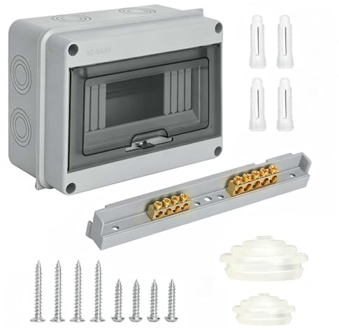 Quadro Elettrico 8 Moduli Quadro Elettrico Esterno con Finestra Trasparente e Morsetti 4+5 Scatola Elettrica da Esterno in aBS/PC per Garage Cantina Giardino e Impianti interni