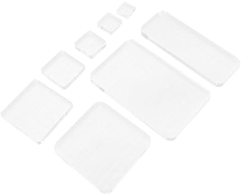 jojofuny 8 St Akryl Stämpelblock med Rutnät Blandade Transparenta Stämpelblock för Scrapbooking Korttillverkning och DIY Hantverk med Klar Synlighet och Smidig Applicering