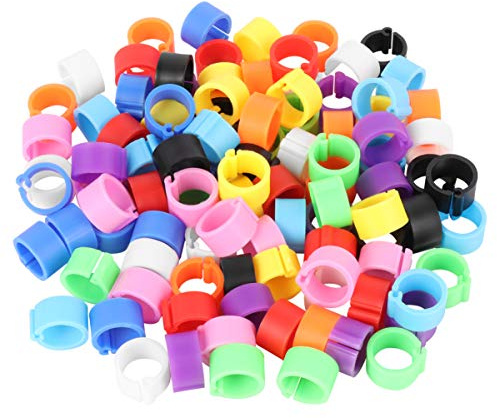 100Pcs Birds Foot Rings - Pigeon Tags Parrot Poultry Leg Bands - Pigeons Identification Opening Foot Ring - Clip Band for Pigeons, Parrots, Chickens (Mix Color)
