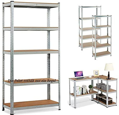 Rigogo Étagère d'atelier pour charges lourdes 200 x 100 x 50 cm avec 5 étagères réglables - Charge maximale : 875 kg - Pour garage, atelier, garde-manger - Galvanisée