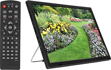 Tragbarer 16 Zoll Digital TV, Batteriebetriebener Fernseher HD 1080p, Unterstützt 1080p Video MKV MOV AVI WMV MP4 FLV MPEG1-4 UKW-Radio mit Ständer für Autoreisen Im Freien