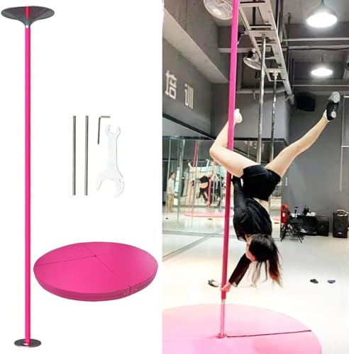 Barre de Pole Dance Maison Studio Poteau de Danse avec Tapis de Chute pour Poteau, Barre de Danse Libre pour Le Fitness, Barre de Danse Aérienne en Silicone, Débutant & Pro Barre de Striptease(Height
