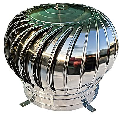 Chimney Exhaust Pipe,chimney cowl, Spinner Cowl Stainless Steel, Stainless Steel Roof Vents Roof Turbine Ventilator Windproof Rainproof Dustproof No Assembly Required Easy to Install for Confined Spac