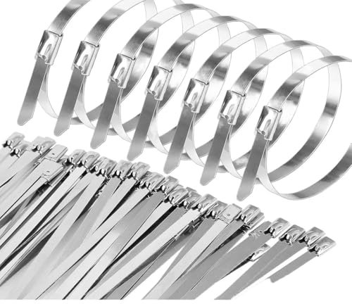 Fascette metalliche, Fascette fermacavi in ​​metallo autobloccanti riutilizzabili for carichi pesanti Organizzatore for fascette fermacavi multifunzione in acciaio inossidabile Chiusura con zip 60 pez
