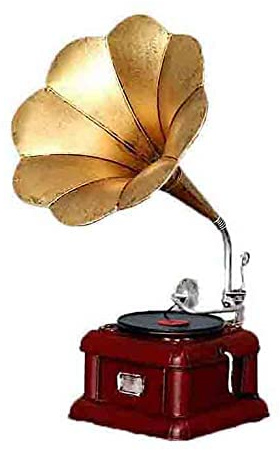 MRKU Retro Landline,Gramophone,Old-Fashioned Record Player,Bar Window Display Restaurant Home Furnishing Iron Crafts Decorative Photography Props,Metallic