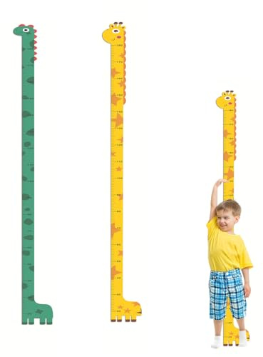 Srvauyea 2 Stücke Kinder Körpergröße Höhentabelle, 180cm Messlatte für Kinder, Größenmesser für Kinder, Kinder Höhe Diagramm Wandsticker, Tier Wandabziehbild, Kinderzimmer Deko für Jungen und Mädchen