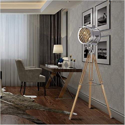 WxuuLTGJR Lámparas de pie Europeas, lámpara de pie Alta con trípode de Madera Lanp de Cobre, lámpara de pie Retro para Dormitorio, lámpara de pie portátil