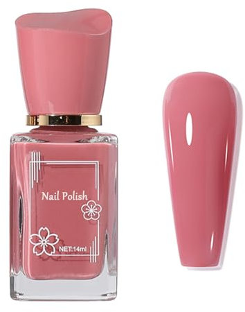Rose Pink Nail Polish - Translucent Pink Nail Varnish - 14ml Air Dry Romantic Color Nail Varnish - Long Lasting & Chip Resistant Nail Polish - No Need Cure DIY Home Manicure