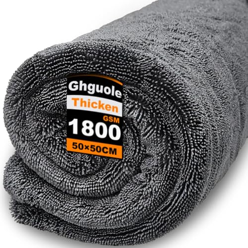 Ghguole Serviette de Séchage pour Voiture,50x50cm-1800GSM Chiffon de Séchage pour Voiture,Super Absorbant Microfibre Sechage Voitures,Non Pelucheux,Sechage Rapide,sans Traces pour Auto Moto Vitre