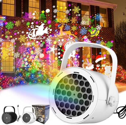 Proiettore di Natale USB, proiettore di fiocchi di neve per soffitto esterno casa, lampada LED regolabile HD, effetto nevicata natalizia