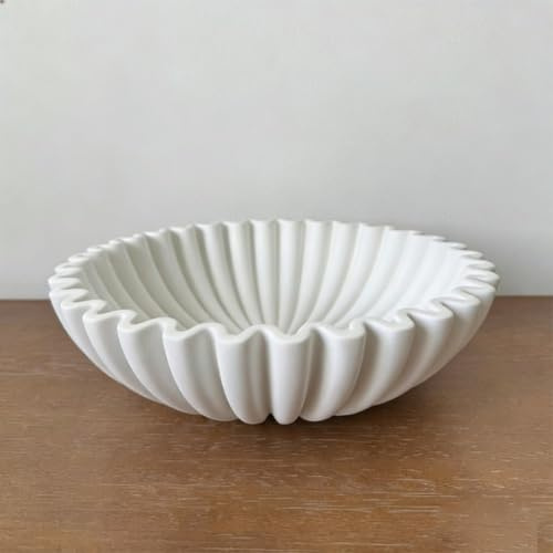 Dekorative Kunstharzschüssel mit gewelltem Rüschenrand für Zuhause, Wohnzimmer, Kaffeetisch, Obst- und Potpourri-Display (A)