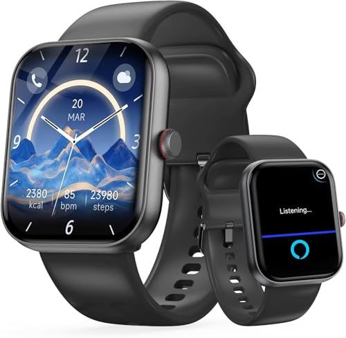 Smartwatch Herren Damen, 1,91 AMOLED Smart Watch mit Alexa & Telefonfunktion, 30 Tage Akku, 108+ Sportmodi Fitnessuhr mit Herzfrequenz/Schlafmonitor, IP68 Wasserdicht Pulsuhr für Samsung/iOS/Android