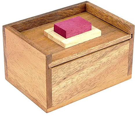 Logica Spiele Art. Verstecktes Rot - 2 Puzzle in 1 - Denkspiel aus Holz - Schwierigkeit 2/6 Mittel und 5/6 Unglaubich - Knobelspiel - Geduldspiel - Leonardo da Vinci Kollektion