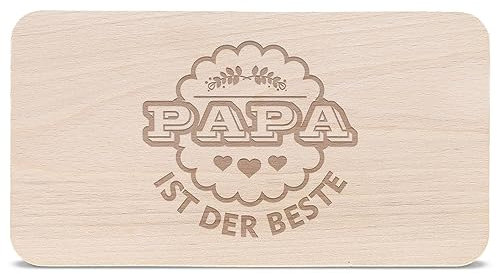 GRAVURZEILE Frühstücksbrettchen - Brotzeitbrett mit Gravur - Papa ist der Beste - Messer schonend Schneidebrett aus Holz - Geschenk für Papa zum Geburtstag Vatertag Weihnachten