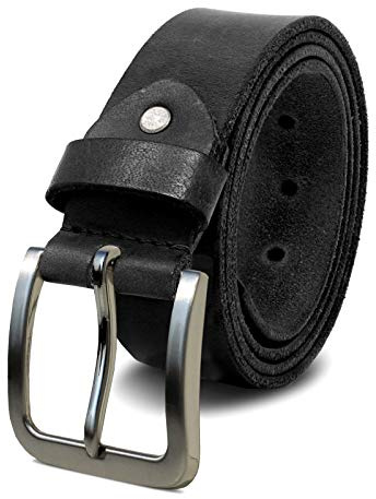 ROYALZ Herren Ledergürtel aus robusten 4 mm Büffel-Leder, Voll-Leder Vintage Gürtel für Jeans Anzug Hose
