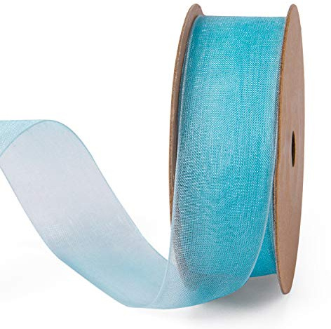 RUSPEPA 25 mm Sheer Organza Ribbon - 22 Meter Für Geschenkverpackung, Bouquet Wrapping, Dekoration, Craft - Mist Blue
