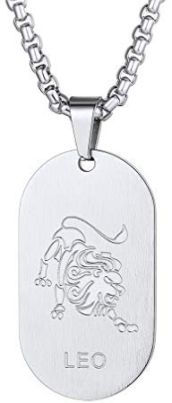 Custom4U 12 Sternbild Tierkreis Sternzeichen Edelstahl Anhänger mit Personalisiert Gravur, Dog Tag/Münzen en Sternzeichen Ketten Edelstahl Horoskop Sternzeichen Anhänger für Damne/Herren