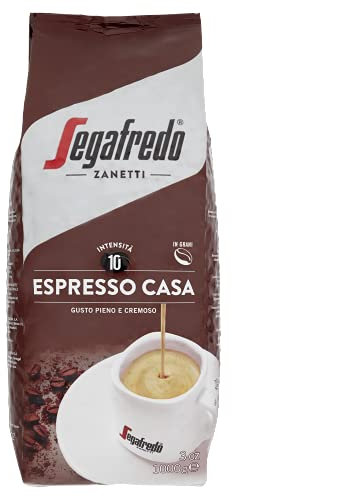 Segafredo Zanetti Café en Grano Espresso Casa (Paquete de 1 Kg) - Apto para la Moka - Línea Le Classiche, Granos de Café Tostado Medio, Sabor Completo y Cremoso